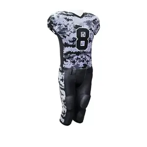 Ropa deportiva cómoda de poliéster 100% para hombre, uniforme de fútbol americano con mangas cortas, característica transpirable, diseño en blanco - Product Image 4