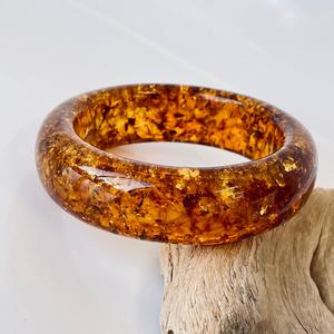 Bracelet en ambre naturel, ambre cognac; Bracelet en ambre doré, forme ronde, lisse et poli, naturel - Product Image 3