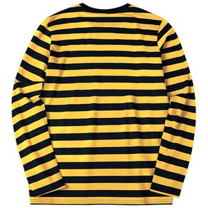 Cheap Factory Wholesale Fashion New Design Yarn Dyed 100% Cotton <b>Men's</b> Heavyweight Striped <b>Long</b> Sleeve O-Neck Oversized T-shirts - Product Image 2