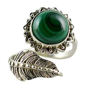 Navya Craft Handmade Women's Adjustable Malachite 925 Sterling Silver Leaf <b>Ring</b> Green Gemstone <b>Statement</b> <b>Ring</b>-Gift Licensed - Product Image 1