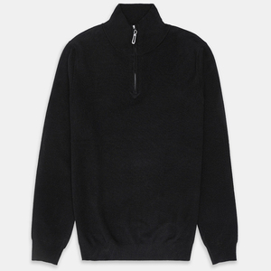 Personnalisable 100% coton pull à manches longues col montant fermeture éclair haute qualité Anti-rides Anti-rétrécissement disponible gris noir hiver - Product Image 1