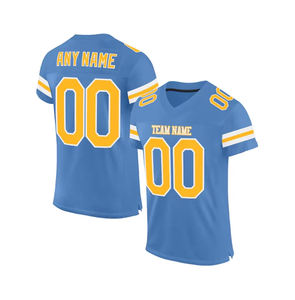 เสื้อฟุตบอลอเมริกันโพลีเอสเตอร์100% คุณภาพพรีเมี่ยมใส่ได้ทุกเพศเครื่องแบบระบายอากาศพิมพ์ลายใส่ได้ทั้งชายและหญิงจากปากีสถาน - Product Image 1