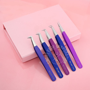 Pince à épiler russe compacte à 90 degrés pour extensions de cils, à pointe ultra-fine, testée à la main, en acier inoxydable - Product Image 1