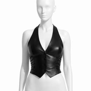 Top Bustier de Moda para Mujer, Cuello Halter, Cuero Sintético - Product Image 4
