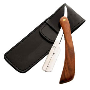 Razettes de rasage à coupe droite OEM personnalisées, manche en bois, lames en acier inoxydable pour salon de coiffure - Product Image 6