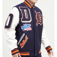 Chaquetas de Invierno Personalizadas de Alta Calidad para Hombre, Parches de Trabajo, Cuerpo de Lana con Mangas de Cuero, Chaqueta con Logotipo Bordado para Hombre
