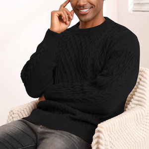Suéteres de punto simples personalizados de color sólido para hombre, suéter de punto de algodón 100% de alta calidad en diferentes colores, novedad - Product Image 5
