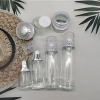 Ensemble cosmétique en verre transparent de qualité supérieure |   Flacons de soin de la peau en cristal facetté pour produits de beauté de luxe