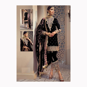 นักออกแบบที่สวยงามชุด Shalwar Kameez Dupatta เย็บปักถักร้อยที่ทําด้วยมือหนักทํางานชุดปาร์ตี้อินเดียชาวปากีสถาน - Product Image 1