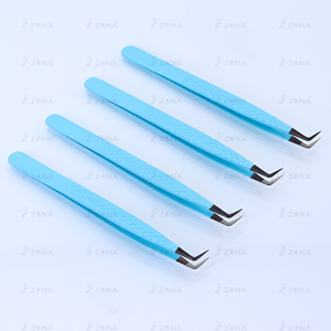 Pinces à cils personnalisées en acier inoxydable à pointe en fibre pour extensions de cils professionnelles – Vente en gros, ensemble 3D 5D 6D - Product Image 4