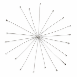 925 Sterling Silver Featherweight Ball Head Pins 60mm 10pcs Flat Plated <b>Beads</b> Jewelry Findings for Making Size 25mm X 8mm - Product Image 3