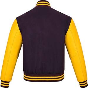 2025 OEM Customized Unisex Premium Quality Wool Leather Varsity Jacket Casual Basketball Baseball Letterma Available <b>Purple</b> Gold - Product Image 6
