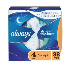 <b>Cheap</b> Always Infinity Feminine <b>Pads</b> for Women Flexfoam <b>Pads</b> with Wings Size 4 Soft Comfortable Leak Protection Bulk Pack - Product Image 6
