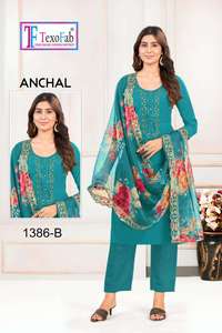 Calidad de exportación India Alta demanda Mejor Kurti de seda romana con pantalón y Dupatta con bordado Cuello Trabajo Compras en línea India - Product Image 3