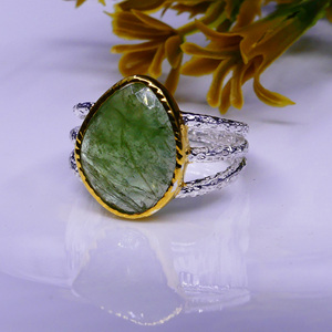 Elegante anillo clásico de Plata de Ley 925 para mujer, uso diario, anillo de rebanada de piedras preciosas de turmalina verde, accesorio de moda - Product Image 4
