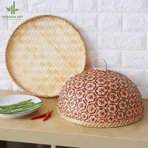 Bandeja de servicio de bambú perla coral con cúpula de mesa roja colorida, venta al por mayor, cesta de almacenamiento de alimentos con tapa en Vietnam - Product Image 3