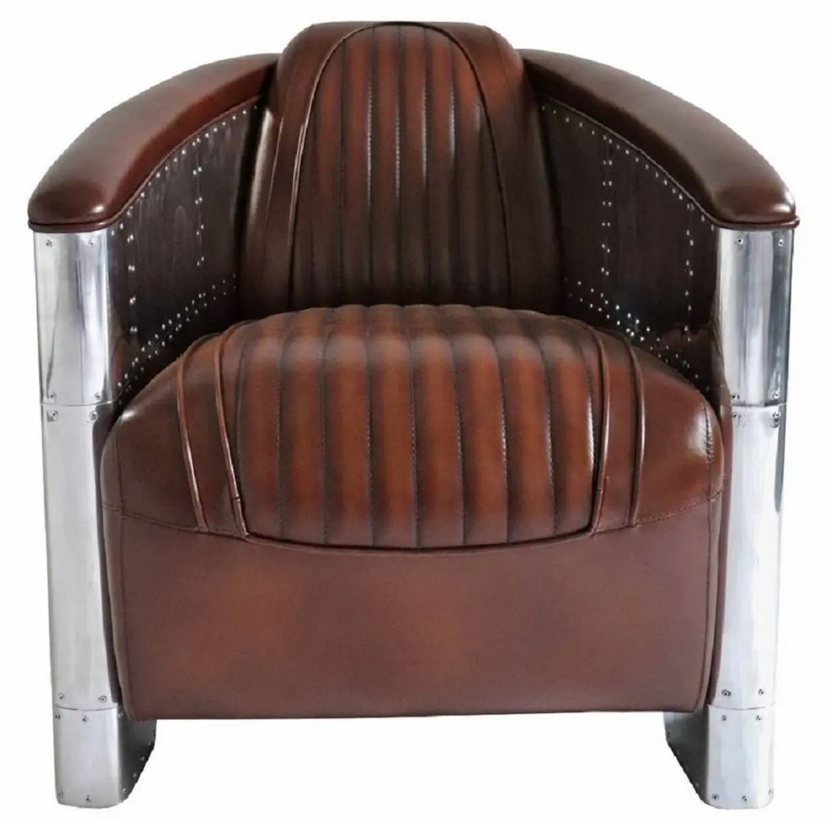 Aviator-Sofa im modernen Stil echter Buffalo-Leder-Aluminium-Flugzeug-Libre-Wohnzimmer Armsofa-Sessel
