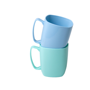 Non-Toxic BPA Free Pastel Square <b>Plastic</b> Mug Durable Reusable <b>Drinking</b> <b>Cup</b> with Handle Canteen Restaurant Food Service Bulk - Product Image 2