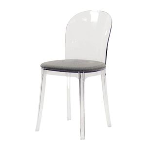 Contemporary Modern Transparent Plastic <b>Restaurant</b> Furniture Chair with Fabric Cushion for <b>Restaurant</b> Use GAK296S - Product Image 1