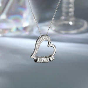 Jeulia Custom Family <b>Name</b> Heart Necklace Hollow Out Silver Link <b>Chain</b> - Product Image 6