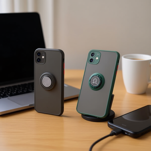 Dam เคสโทรศัพท์สีฟรอสติ้ง TPU แบบเรียบพร้อมขาตั้งห่วงแม่เหล็กและที่จับโทรศัพท์สำหรับ XS MAX กันกระแทก - Product Image 3