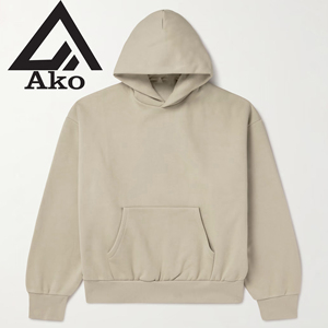 Winter Warm Wholesale Blank Beige Custom Embroidery Heavy Thick Fleece Beige Oversized Plain Pullover <b>Hoodies</b> By Ako - Product Image 1
