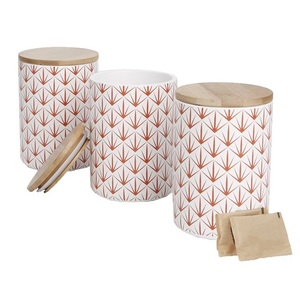 Metal <b>Canister</b> Customized Color Handmade Luxury <b>Set</b> Of Three Coffee Container Round Shape <b>Kitchen</b> Ware Wholesale Metal <b>Canister</b> - Product Image 3