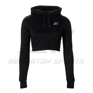 Uso al aire libre Mejor venta crop top sudaderas con capucha Ropa de moda Color sólido Mujeres crop top sudaderas con capucha Tallas grandes Algodón/Fibra de Bambú - Product Image 4