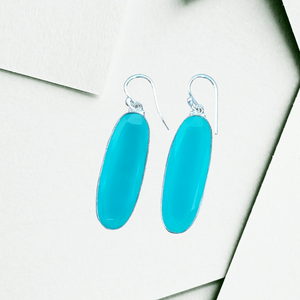 Aqua Calcedony Boucles d'oreilles en argent sterling 925 en forme de poire Dangle GIA Certified Luxury Fashion Jewelry for Wedding Party Gift - Product Image 5