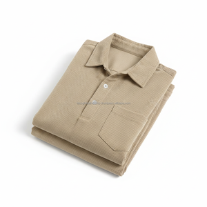 Conjunto de Polo Acanalado Personalizado OEM para Hombre - Camisa de Manga Corta Texturizada Color Caqui y Pantalones Cortos, Conjunto Casual de 2 Piezas - Product Image 6