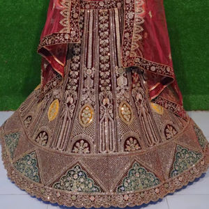 Lehenga rajwadi งานจาร์หนักผ้ากำมะหยี่ออกแบบให้มีสไตล์สามารถยาวได้ถึง1.20ม. 2.5ม. ขอบ dupatta สำหรับฤดูร้อนที่ทันสมัย - Product Image 5
