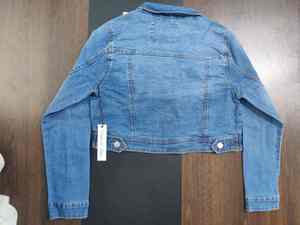 Veste en jean courte pour femme, manches longues, bleu délavé, denim décontracté pour l'automne, l'hiver et l'été - Product Image 2