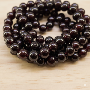 ลูกปัดแฟชั่นขายส่ง ขนาด 8 มม. ลูกปัดพลอยโกเมนทรงกลม สำหรับทำเครื่องประดับ DIY สร้อยคอ สร้อยข้อมือ ต่างหู - Product Image 1