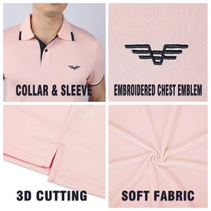 Camiseta de Hombre de Punto de Viscosa/Algodón con Logotipo Personalizado de Alta Calidad, Secado Rápido, Transpirable, Corte de Golf - Product Image 3
