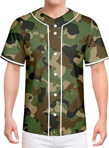 Men's <b>100</b>% <b>Polyester</b> Baseball Jersey Solid Print Plain Casual Button Down Short Sleeves Sports Uniform S-2XL T-<b>shirt</b> for men - Product Image 3