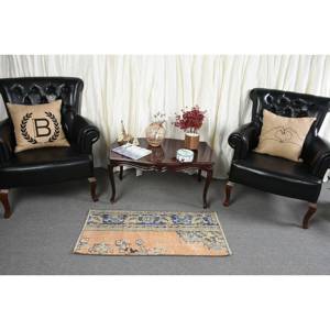 Tapis en Laine Turque Orange et Bleu Vintage de 16X35 Pieds, Tissage Plat, Design Patchwork pour Décorations de Salon, Support en Latex - Product Image 3