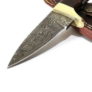 Couteau à désosser miniature en acier Damas fait main Burraq avec manche en bois et étui en cuir - Cadeau pour les maris et les pères - Product Image 4