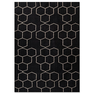 Indusbar ADPV-13002 Flat Weaves Polyester Rug Grey Black Geometric Abstract Striped Rectangle for Home Living Room <b>Hallway</b> - Product Image 1