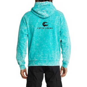 Sweats à capuche pour hommes style délavé à l'acide respirant 100% coton broderie personnalisée logo couleur unie sweats à capuche pour hommes mode en gros - Product Image 5