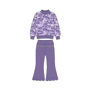 Tenue deux pièces pour filles, sweat-shirt à manches longues et pantalon évasé, ensemble de vêtements pour enfants, automne et hiver - Product Image 2