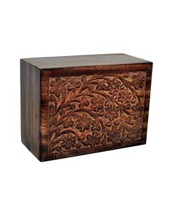 Caja de cremación de madera con grabado de bordes de palisandro hechos a mano y hechos a mano (7 "x 5,5" x 3,5 " - 100lbs o 45kg antiguo) - Product Image 5