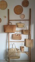 Proveedor de Vietnam, decoración natural para el hogar, toallero de bambú para baño, soporte ajustable para pared, escaleras inclinadas, manta, estante de escalera
