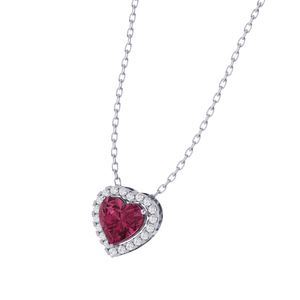 Collar de Oro de 18 Pulgadas Chapado en Oro/Rodio/Oro Amarillo/Oro Rosa con Colgante de Piedra Preciosa de Circonita Cúbica con Corte de Corazón y Turmalina - Product Image 3