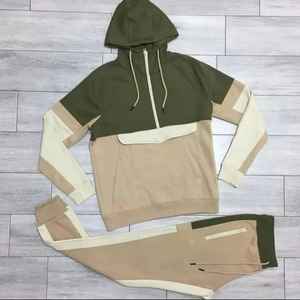 Men's Gym Tracksuit Set <b>Printed</b> Casual Yarn Dyed Split Hem Full-Zip <b>Hoodie</b> Drawstring Jogger Sweatpants Quick Dry Eco-Friendly - Product Image 5