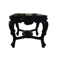 Table basse de salon en bois d'acajou sculpté à la main, table à thé en bois de style gothique peinte en noir pour salon de style français