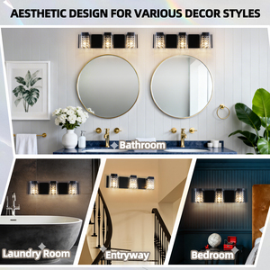 Modern Crystal Wall Lamp 3500K Warm White LED Bathroom Vanity Light <b>E12</b> <b>Bulb</b> Surface Mounted Mirror Lighting Fixture - Product Image 2