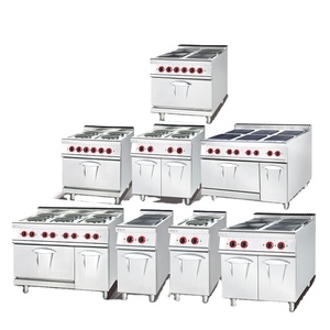 Cuisinière à plaque chauffante électrique verticale à 4 brûleurs à usage commercial en acier inoxydable avec four - Product Image 3