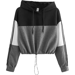 Venta al por mayor de las mujeres suelta Sudadera con capucha de peso pesado Crop Tops Sudadera con capucha letra impresa hombro de talla grande Crop sudaderas con capucha - Product Image 1