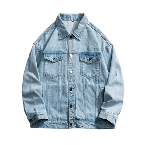 แจ็คเก็ตยีนส์ผู้ชายทรงโอเวอร์ไซส์สไตล์เรโทรติดกระดุมแถวเดียวแบบสปริงใหม่สั่งทำพิเศษจากโรงงาน (OEM) - Product Image 5