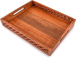 European Style <b>Square</b> Curved <b>Edges</b> Plywood Wooden Tray Easy Hand Grip Kitchen Item Hot Selling Food Serving Platter - Product Image 4